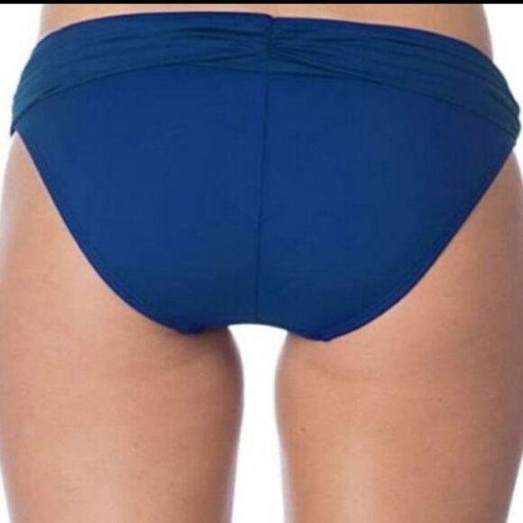 La Blanca Blue Women's Shirred waistband mid-rise swim bottoms sz 10 - Picture 2 of 7